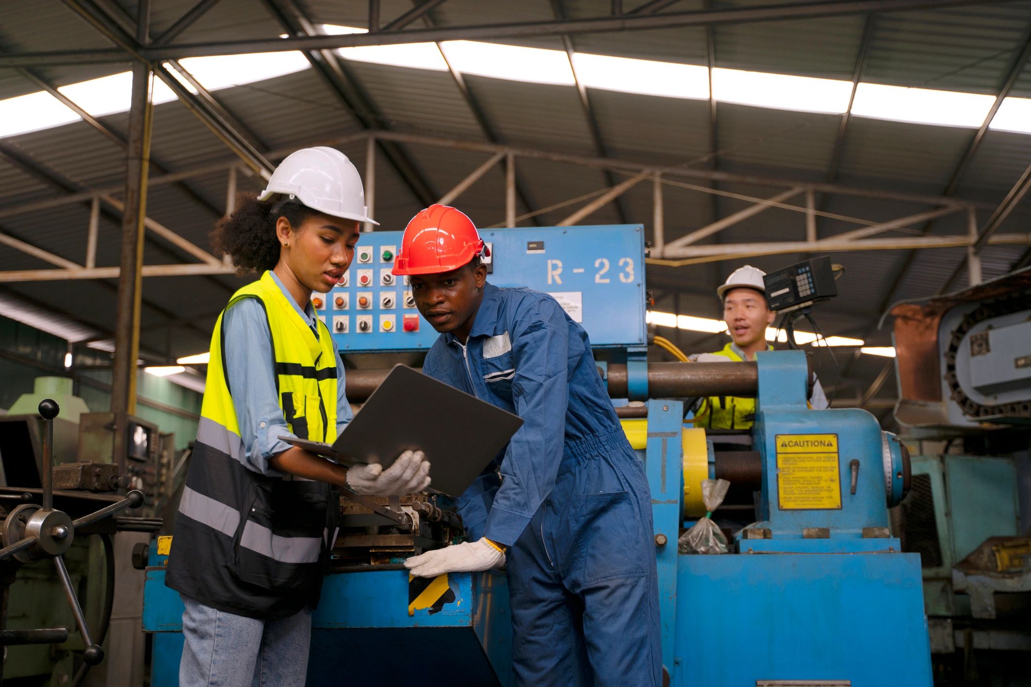 Industrial team member in a machinery facility
