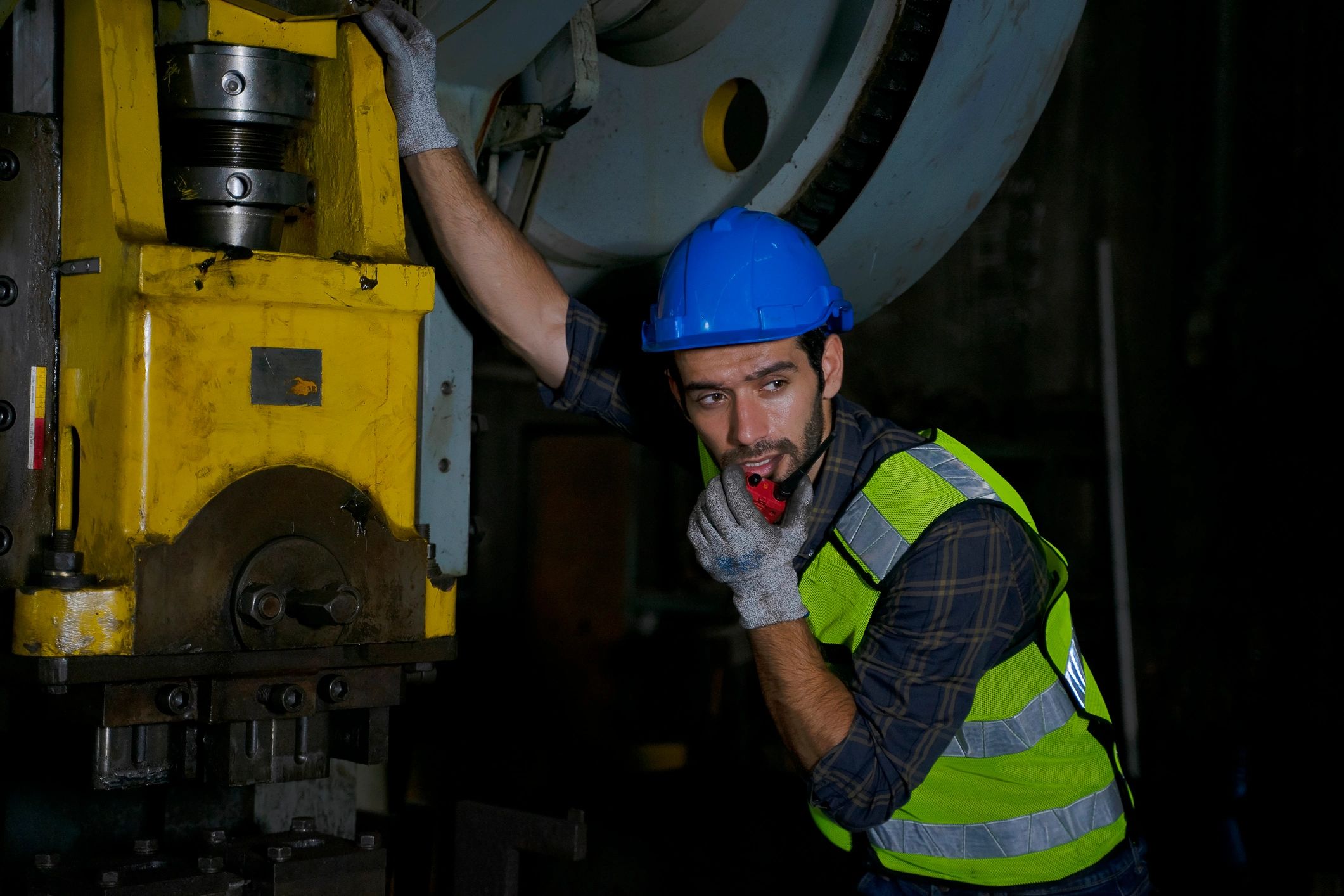 Industrial engineer working inside a heavy industry facility
