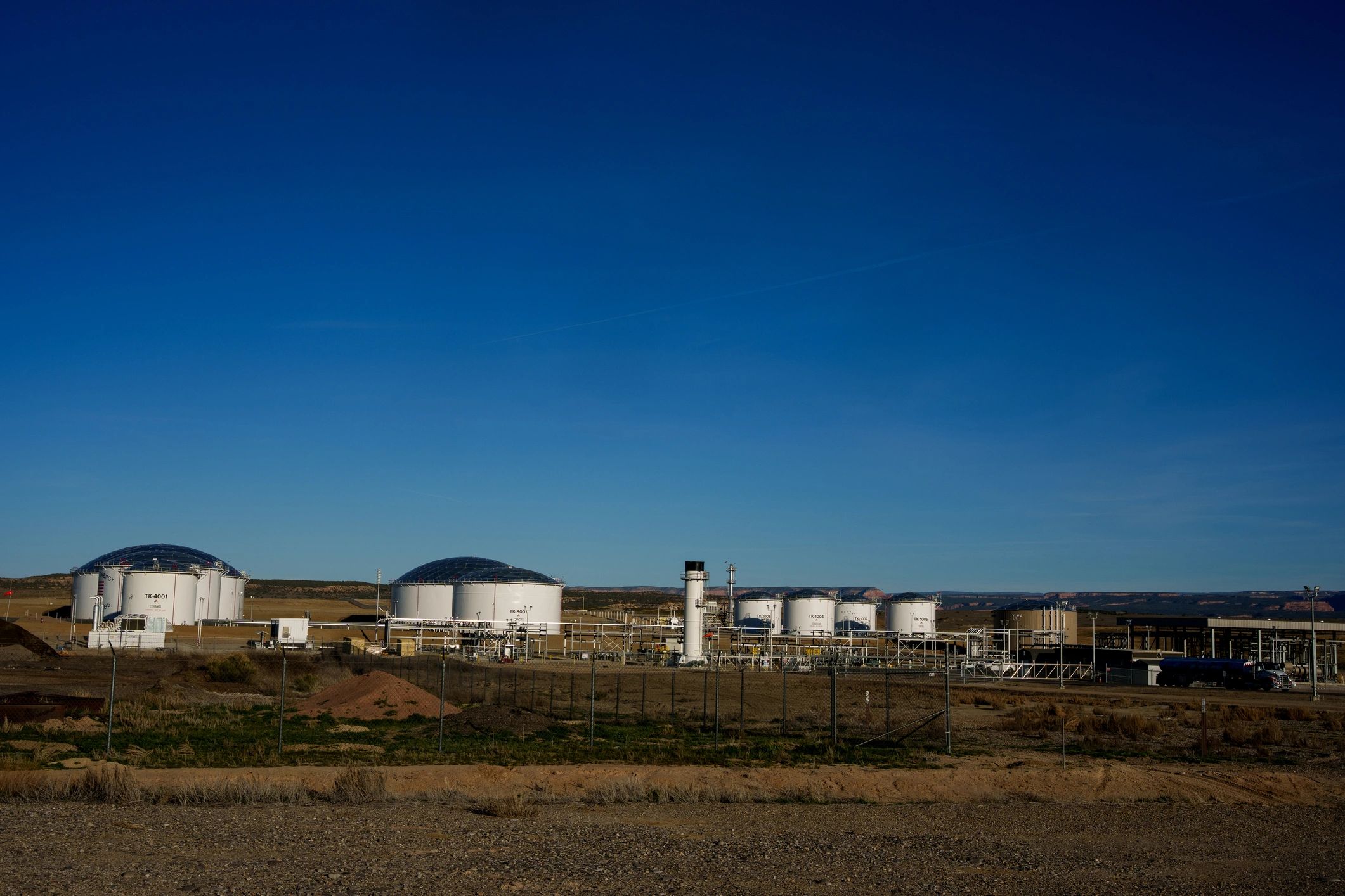 Fuel storage terminal and industrial infrastructure at an oil and gas facility